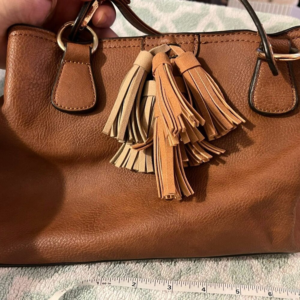 Gussaci - Faux Leather Brown Purse with Adornment